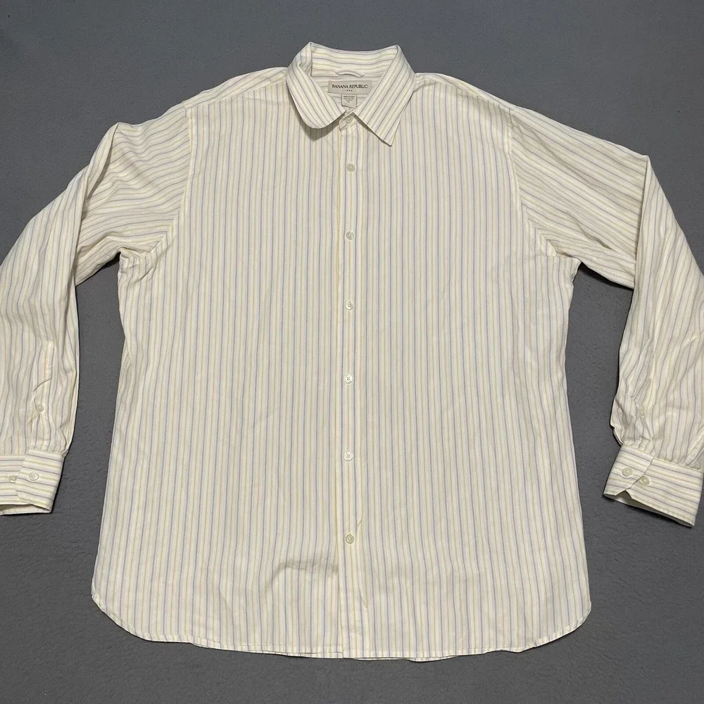 Vintage Banana Republic Shirt Men's Size XL ‎ Plaid Long Sleeve Button Up